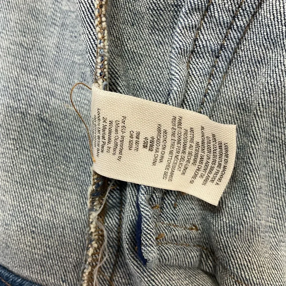Free People Vintage Blue Long Sleeve Button Denim Military Band Jacket Size M - Picture 9 of 10